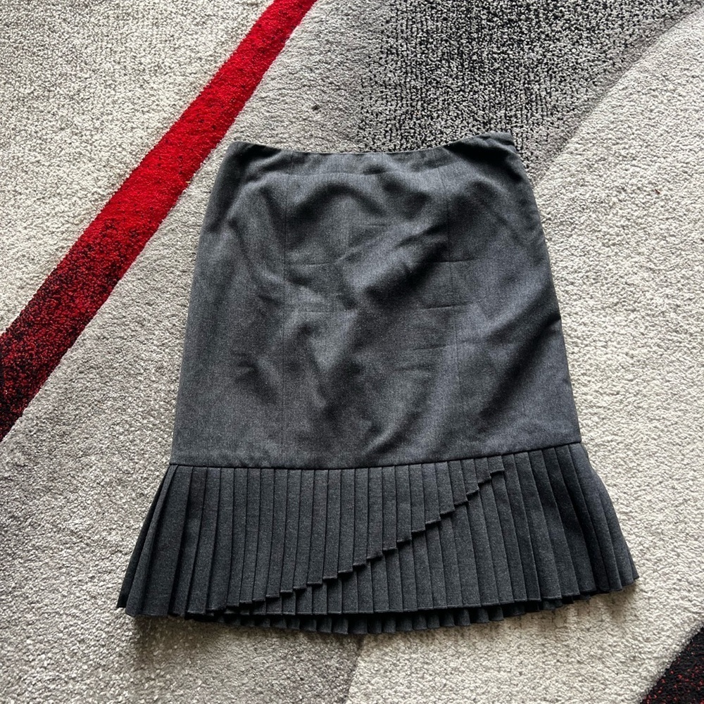Etcetera Gray Wool Pleated Hem Pencil Skirt